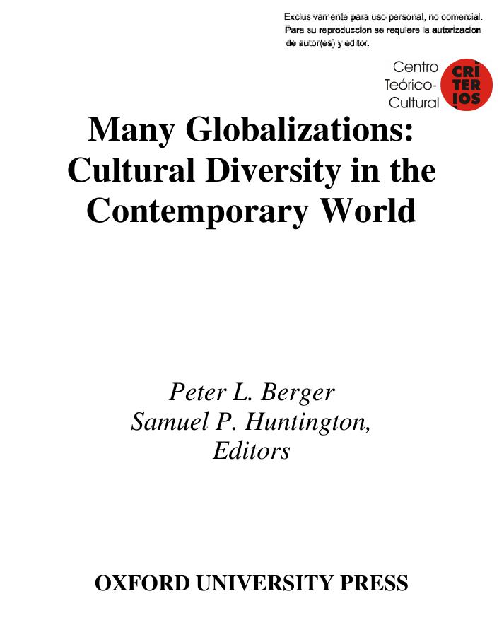 Many Globalizations: Cultural Diversity in the Contemporary World